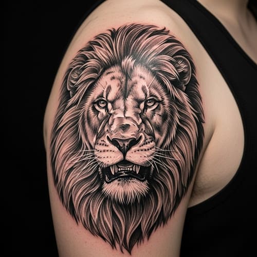 Tatuagem realista de um leão
