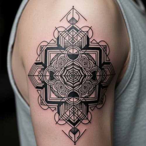 Tatuagem blackwork geométrica