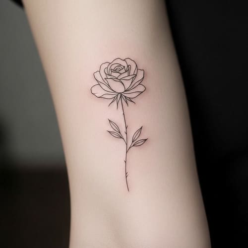 Tatuagem fine line de uma flor