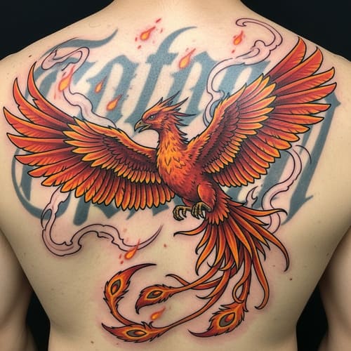 Cover-up de uma tatuagem antiga com uma fênix